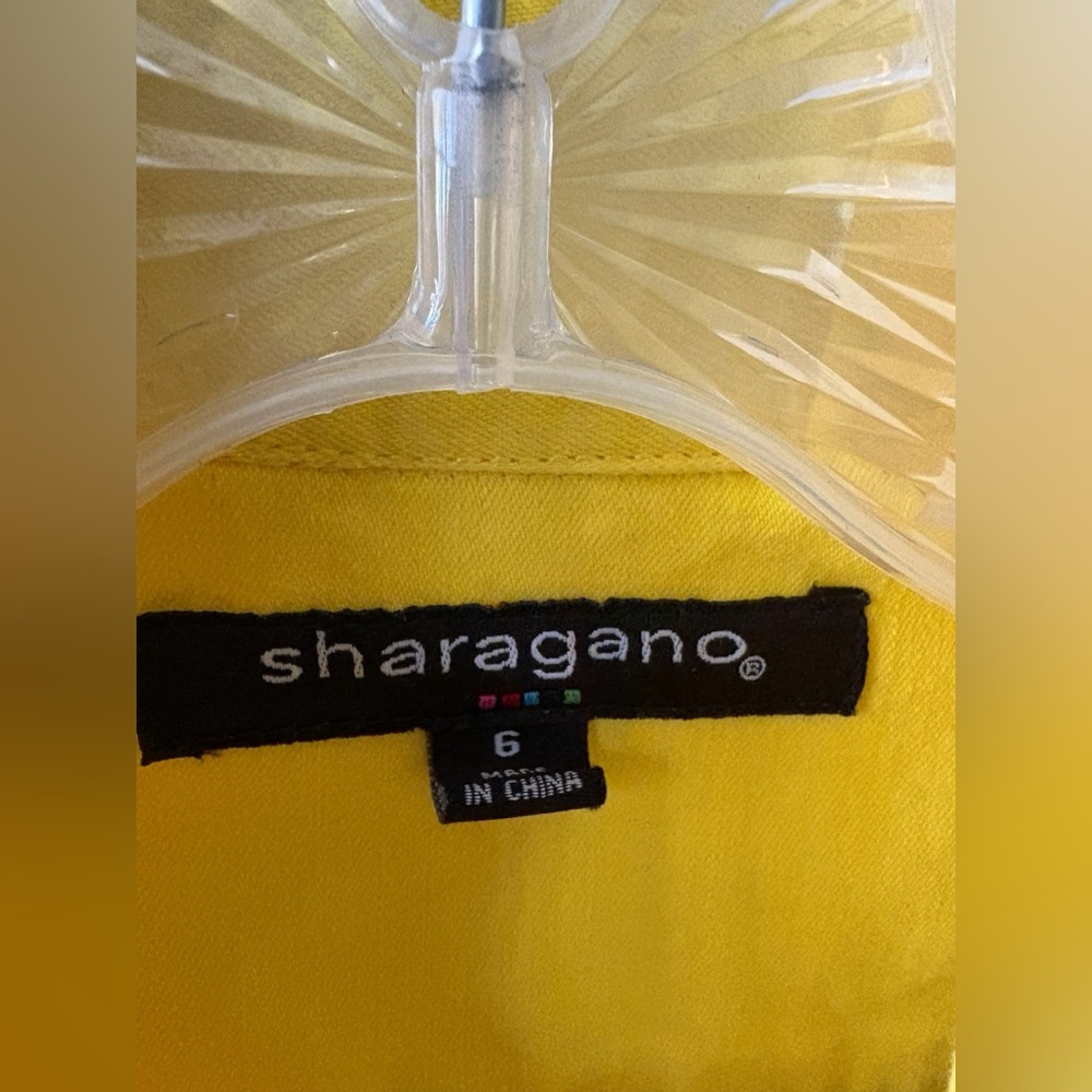 Sharagano Women’s Yellow Belted Shirt Dress Sz 6 - Picture 2 of 6